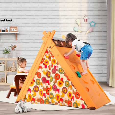 Tent Teepee Playhouse 4 in 1 with climbing frame, foldable art easel and table, White