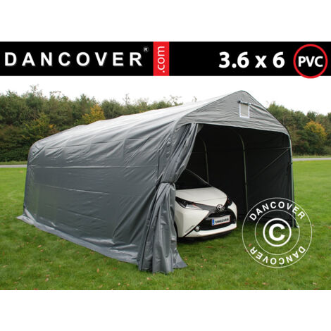 Tente Abri Voiture Garage PRO 3,6x6x2,68m PVC, Gris