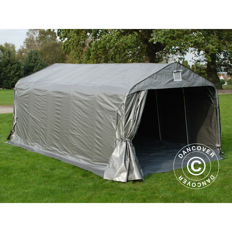 Dancover - Tente abri Voiture garage pro 3,6x6x2,7m pe avec couvre-sol, Gris - Gris