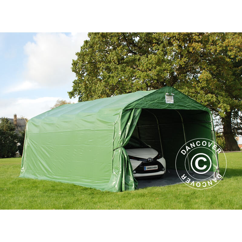 Tente abri Voiture garage pro 3,6x6x2,7m pvc avec couvre-sol, Vert - Vert / Gris