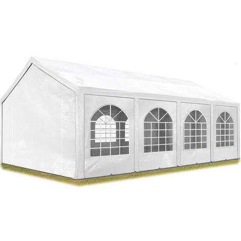 CARPASOL Tente Barnum de Réception 3x8 m PE 450 N Bâches BLANC / Jardin Tonnelle Pavillon Chapiteau