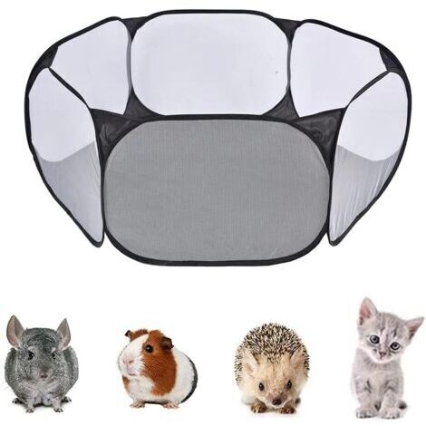 Tente Cage pour Petits Animaux, Parc Portable pour Petits Animaux, Clôture Pliable pour Petits Animaux, Parc pour Animaux de Compagnie Transparent, pour Lapins, Hamsters, Chinchillas et Hérissons