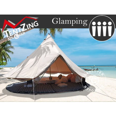 Tente cloche pour le glamping, TentZing®, 4x4m, 4 personnes, Sable - Sable
