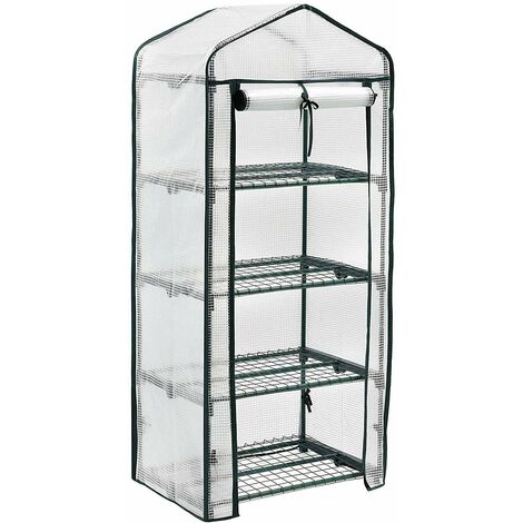 Tente de balcon avec bâche amovible, serre pour tomates, 69 x 49 x 158 cm blanc et vert