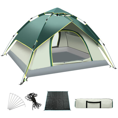 Tente de Camping 3 Homme Personnes Tente Automatique Instantanée, Double Porte, Imperméable et Coupe-Vent, Tente intérieure et Extérieure 2 en 1, pour Familles Camping Voyage Plein Air