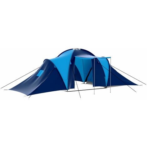 Tente de camping 9 personnes Bleu foncé et Bleu - Bleu