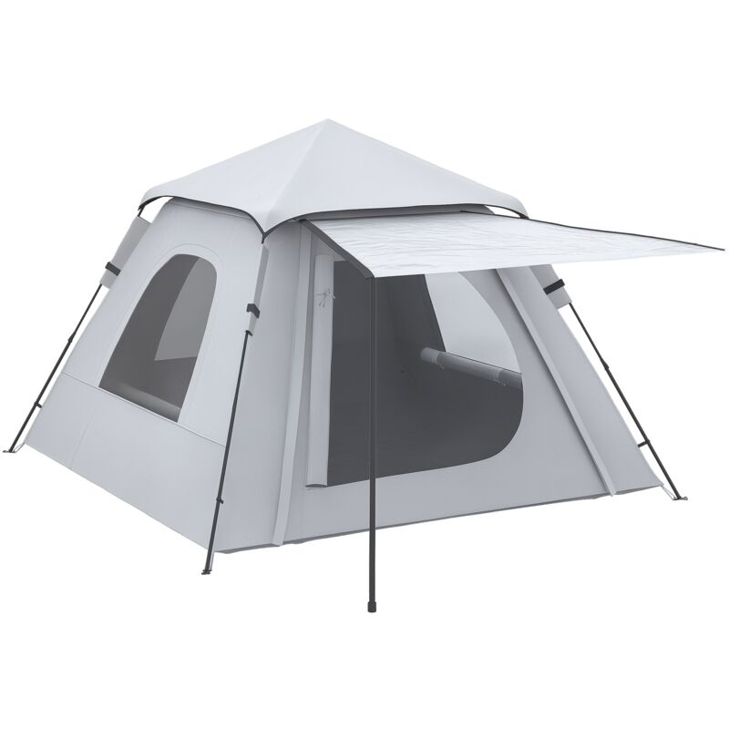 Outsunny - Tente de camping automatique pop up 2-3 pers. - porche, sac de transport - dim. 210L x 210l x 150H cm - gris clair