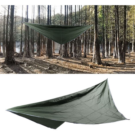 Tente de camping multifonctionnelle quadrangulaire avec protection solaire, bâche imperméable, hamac extérieur pour le camping et la plage, couleur vert OD