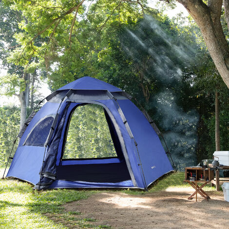 Tente de camping Nybro montage instantané 240 x 205 x 140 cm bleu gris foncé [pro.tec]