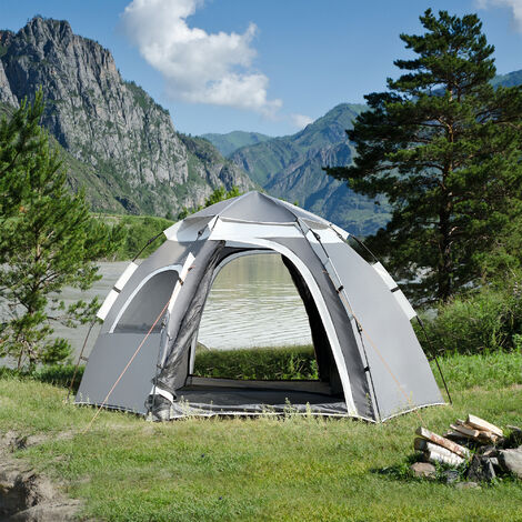 Tente de camping Nybro montage instantané 240 x 205 x 140 cm gris foncé gris clair [pro.tec]