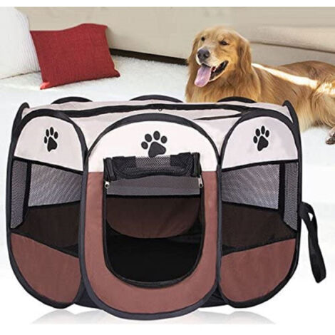 Tente De Camping Pliante Pour Animaux Cages Pour Chiens Niches Octogonales 100x100 Cm