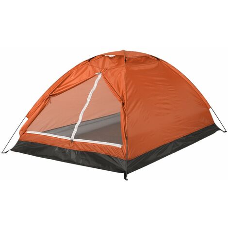 Tente de camping pour 2 personnes tente de plage portable extérieure monocouche gris 4L orange