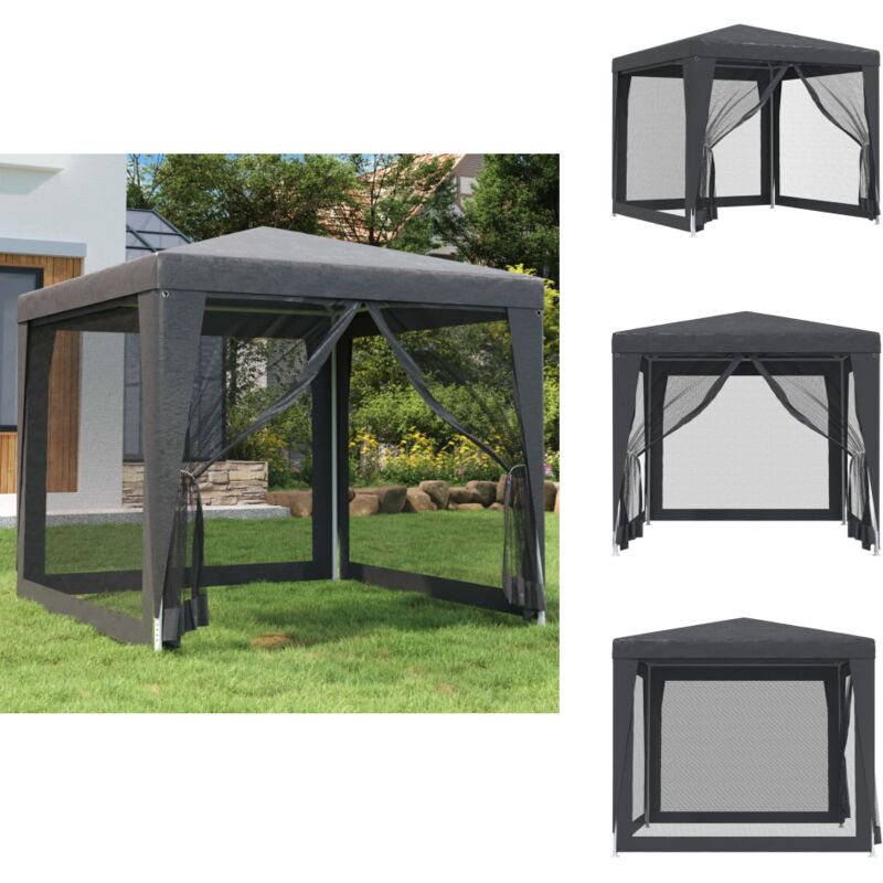 Tente de fête 4 parois latérales en maille Anthracite 2.5x2.5 m - Tents De Jardin - Tonnelles Pliantes - Gazebo - Parasol - Abri Solaire