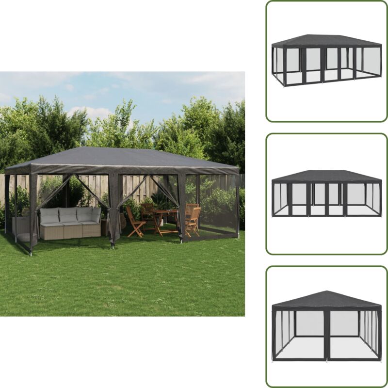 Tente de fête avec 10 parois latérales maille anthracite 6x4 m - Tente De Fête - Tentes De Fête - Tente - Tente De Gazebo
