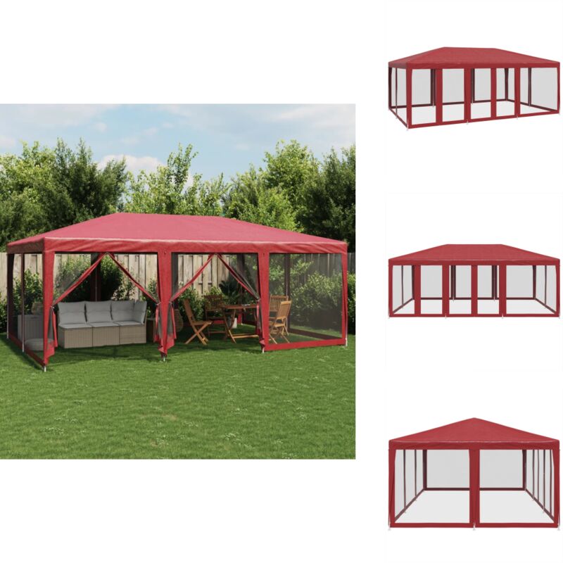 Vidaxl - Tente de fête avec 10 parois latérales maille rouge 6x4 m pehd - Tente De Fête - Tentes De Fête - Tente - Tente De Gazebo