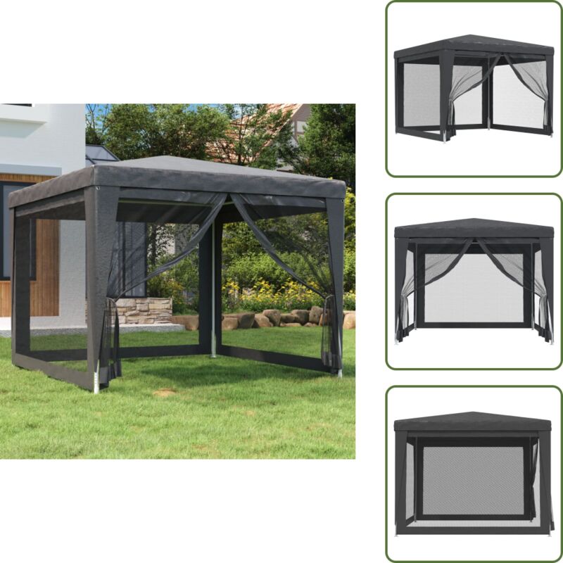 Vidaxl - Tente de fête avec 4 parois latérales en maille Anthracite 3x3m - Tents De Jardin - Abri Solaire - Tonnelles Exterieure - Chapiteau Pliable