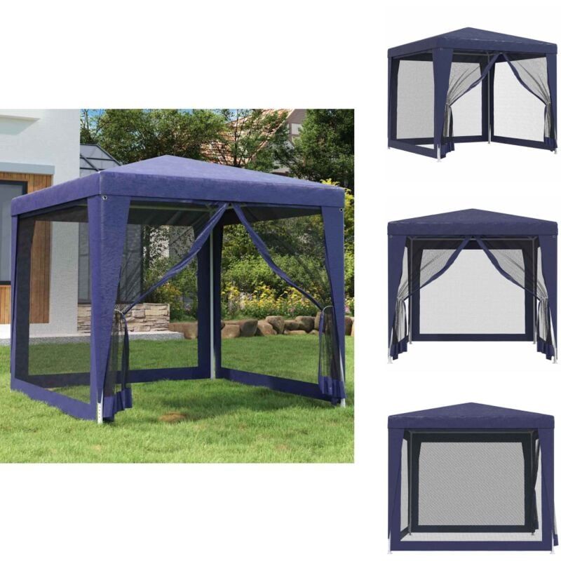 Vidaxl - Tente de fête avec 4 parois latérales en maille Bleu 2,5x2,5 m - Tente De Fête - Tonnelle - Gazebo - Abri Solaire - Parasol