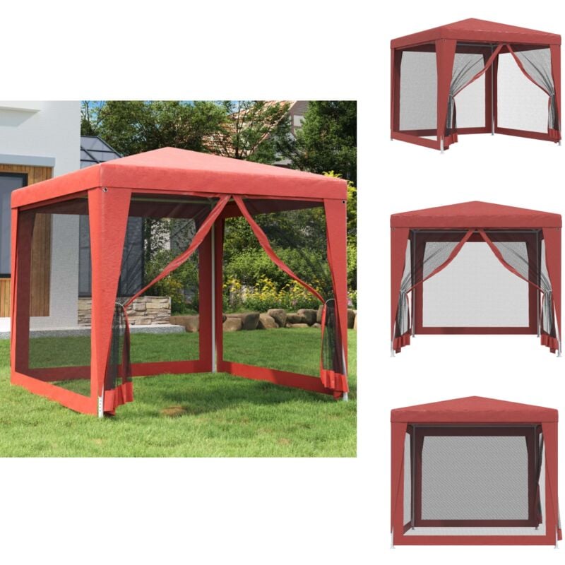 Tente de fête avec 4 parois latérales en maille Rouge 2.5x2.5 m - Tents De Jardin - Tentes Événementielles - Tonnelles Pliantes - Abris De Jardin