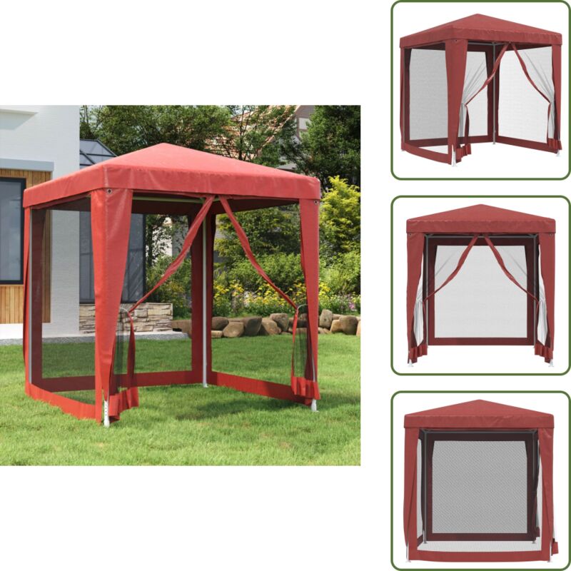 Vidaxl - Tente de fête avec 4 parois latérales en maille Rouge 2x2m pehd - Tents De Fete - Abri Solaire - Tonnelles Exterieures - Chapiteau Pliable