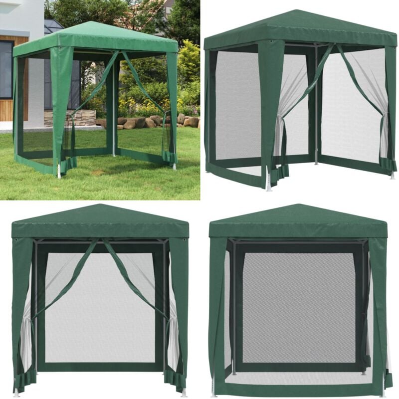 Tente de fête avec 4 parois latérales en maille Vert 2x2 m pehd - Tents De Jardin - Abri Solaire - Tonnelles - Chapiteaux - Événement En Plein Air