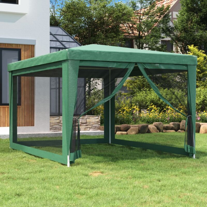 Tente de fête avec 4 parois latérales en maille Vert 3x4 m pehd CFW21424