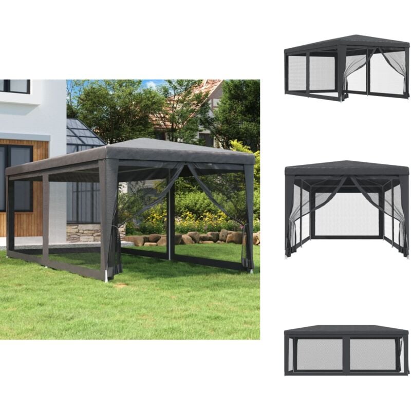 Tente de fête avec 6 parois latérales en maille Anthracite 3x6m - Tents De Réception - Tonnelles - Gazebo - Abri Solaire - Parasol