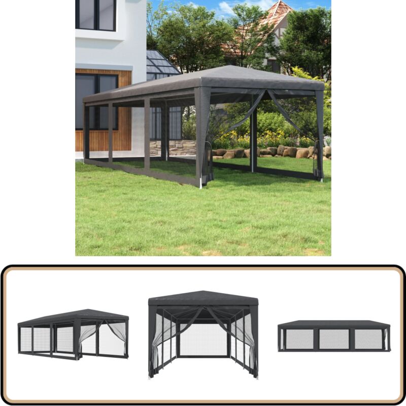 Vidaxl - Tente de fête avec 8 parois latérales en maille Anthracite 3x9m - Tente De Réception - Tonnelle - Gazebo - Parasol - Événement Extérieur