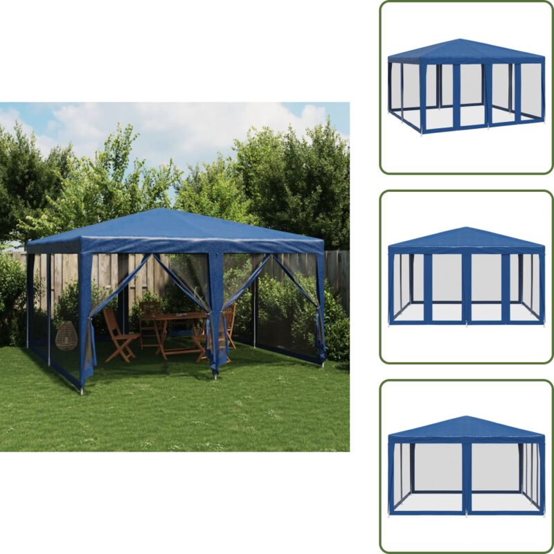 Vidaxl - Tente de fête avec 8 parois latérales en maille bleu 4x4m pehd - Tente De Fête - Tentes De Fête - Tente - Tente De Gazebo