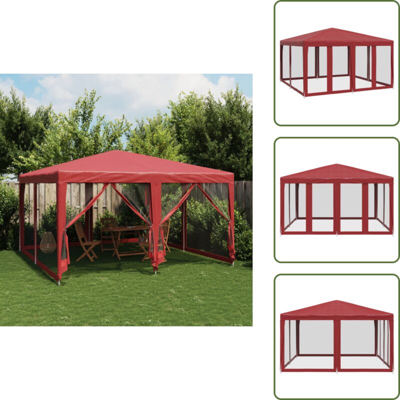 Vidaxl - Tente de fête avec 8 parois latérales en maille rouge 4x4m pehd - Tente De Fête - Tentes De Fête - Tente - Tente De Gazebo