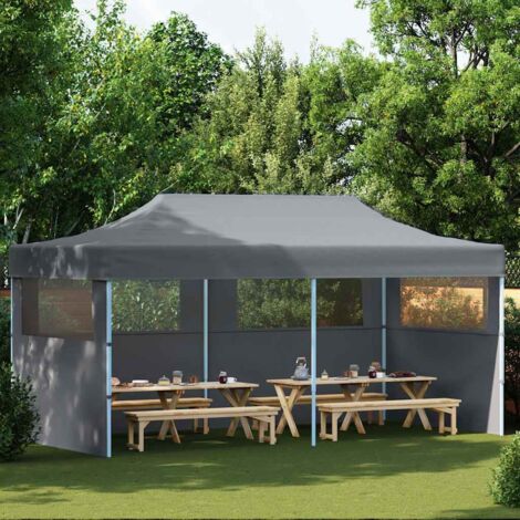 Tente de fête-Tente de réception pliable avec parois 3x6 m anthracite