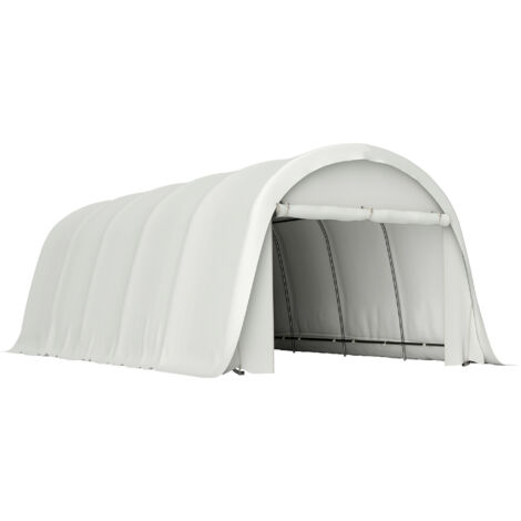 Tente de garage pour voiture Garage extérieur UV50+ Cadre galvanisé 3,6x7,2 m Crème
