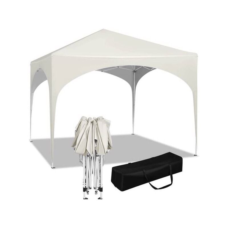 Tente de jardin - Pavillon - Easy Up - Imperméable - Pliant - Inclut un sac de transport - 3x3x2.6m - blanc