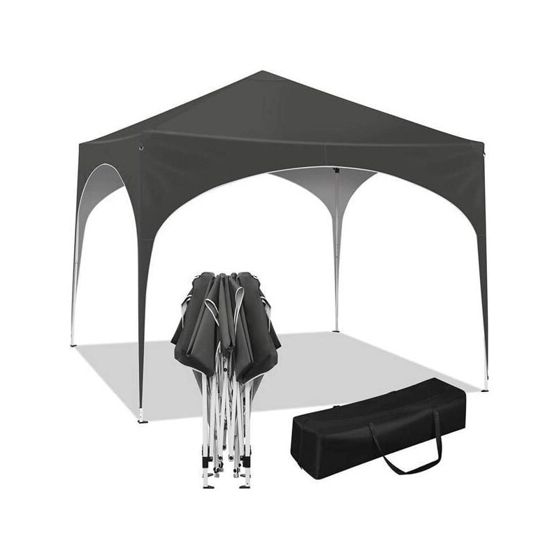 Tente de jardin - Pavillon - Easy Up - Imperméable - Pliant - Inclut un sac de transport - 3x3x2.6m - noir