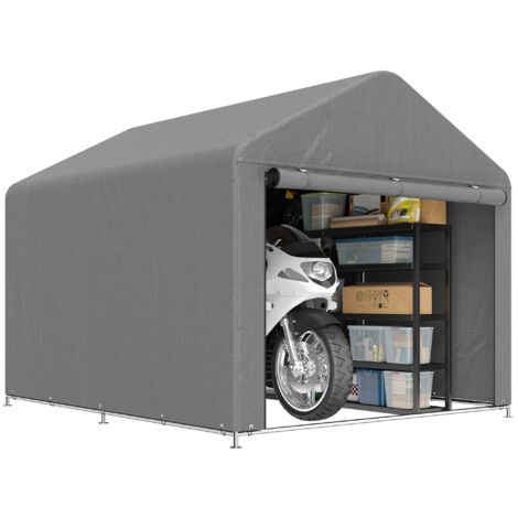 Tente de jardin pour vélos avec porte à cadre métallique galvanisé avec fermeture éclair, imperméable anti-UV 2,4x2x2 m gris