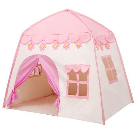 Tente de jeu château de princesse grande maison de jeu pour enfants pour intérieur et extérieur avec boules de coton lumières couronne baguette magique sécurité non toxique excellent cadeau pour les