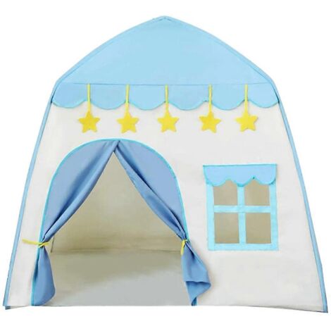 Tente de jeu intérieure et extérieure, tente de princesse cadeau, grande tente maison bleue ---