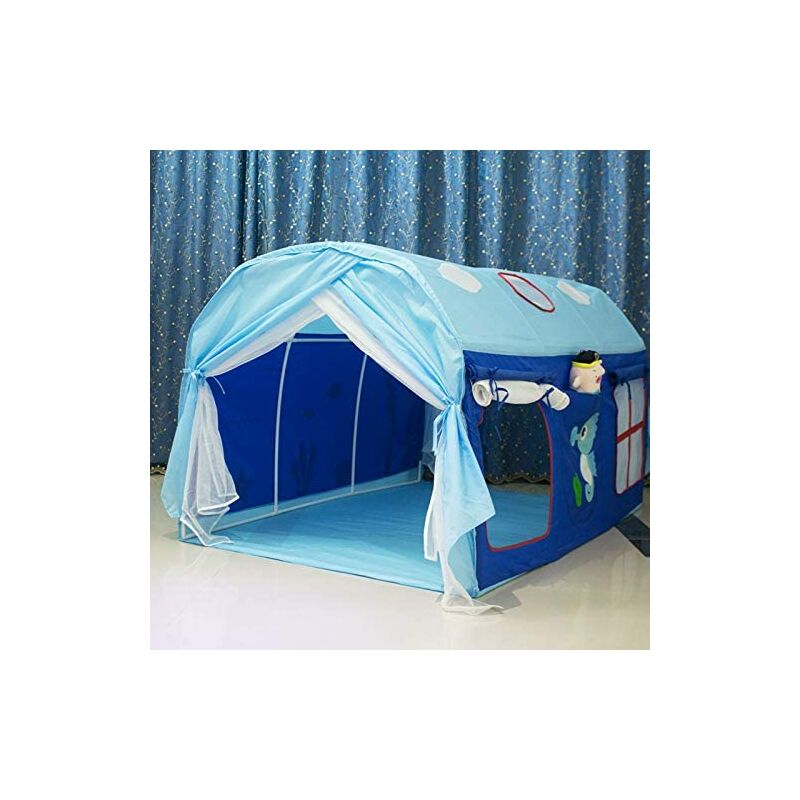 Tente de Jeu Maison de Jeu de Jardin sur Lit Amovible pour Enfant Fille Garçon - Blue House