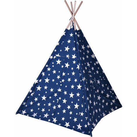 Tente de jeu pour enfants 160 cm - Tipi Deco Tent - Couleur : BLEU avec étoiles