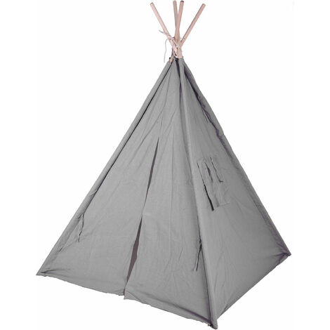 Tente de jeu pour enfants 160 cm - Tipi Deko Tente - Couleur : gris (uni)
