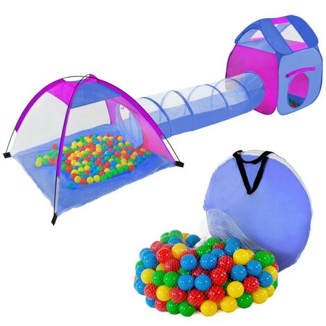Tente de jeu pour enfants avec tunnel + 200 balles + sac de transport - Or