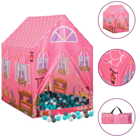 Tente de jeu pour enfants  Tente à Balles Tunnel Activite avec 250 balles Rose 69x94x104 cm 33289