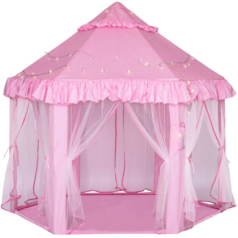 Tente de Jeu pour Filles - Grand Château Princesse Tentes de Jeu, Intérieur Extérieur Maison de Jeux Pop-up pour Enfants avec lumières étoilées