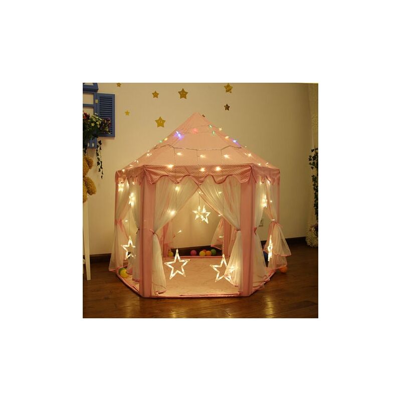 Tente De Jeu Tipi avec Guirlande Tente Grande intérieure extérieure Blanc Toile Indian Teepee Portable Tente Maison 140x140x135cm