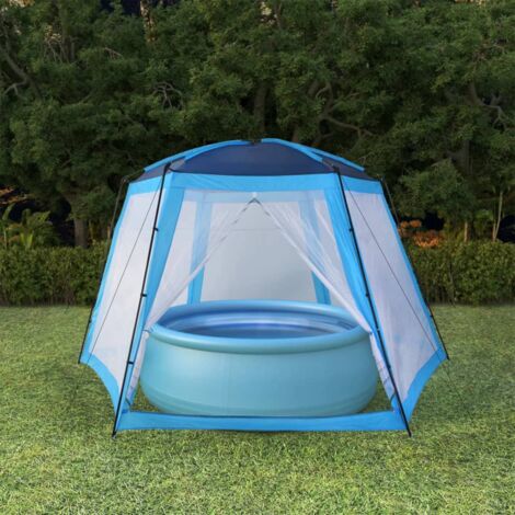 Tente de piscine Tissu 500x433x250 cm Bleu - The Living Store
