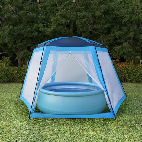 Tente de piscine Tissu 590x520x250 cm Bleu