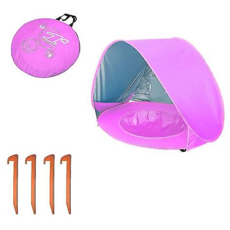 Tente de plage bébé pliable, abri solaire portable avec protection UV, rose, 3