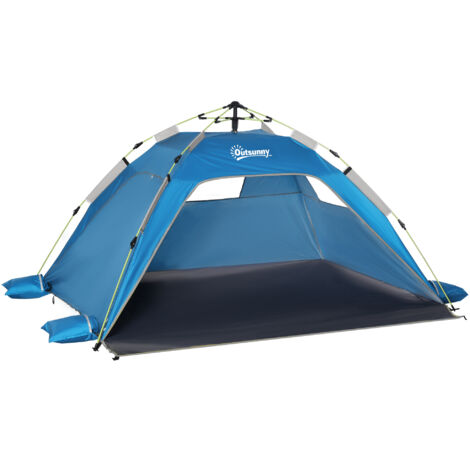 Tente de plage pop-up portable anti-UV pour 2 personnes, bleu ciel, 220 x 173 x 120 cm, montage rapide