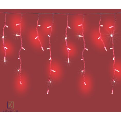 Tente de pluie Luccika stalactites 3 me'tres avec 120 lumie'res de Noel en Maxi Red Led avec flash Ice White pour exte'rieur et inte'rieur Rosso 3x0.70 metri - 120 Maxiled Bianco Ghiaccio