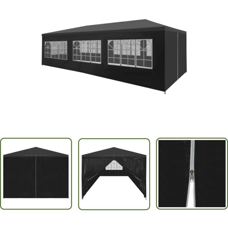 The Living Store Tente de réception 3x9 m Anthracite - Tente De Réception - Abri Jardin - Gazebo - Parasol - Auvent