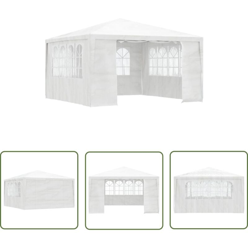 Devenirriche - The Living Store Tente de réception avec parois latérales 4x4 m Blanc 90 g/m² - Tente De Réception - Abri Jardin - Gazebo - Parasol